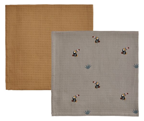 OYOY Toucan baby blanket 2-pack Clay-caramel