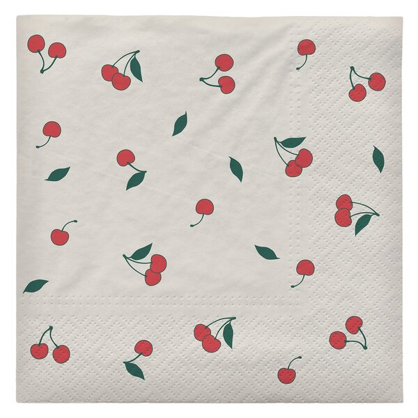 Broste Copenhagen Cherry napkins 33x33 cm 20-pack Off white-red