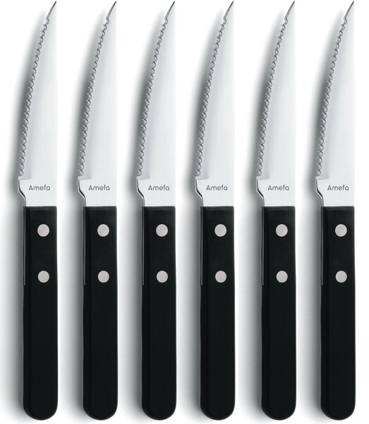 Amefa Pizza Noir barbecue knife 6-pack Black