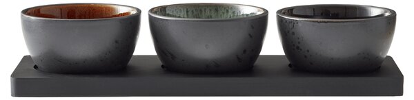 Bitz Cabaret set tray with 3 bowls Black-multi