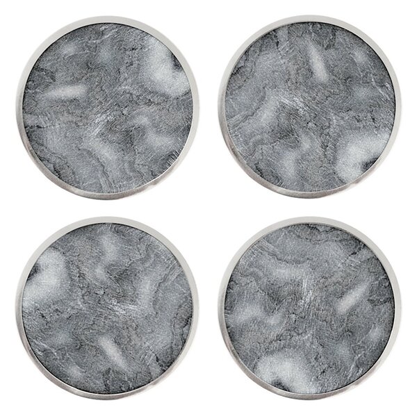 Hilke Collection Coaster Ø10 cm Marble-gray-nickel