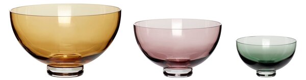 Hübsch Bowl 3-pack Amber-pink-green