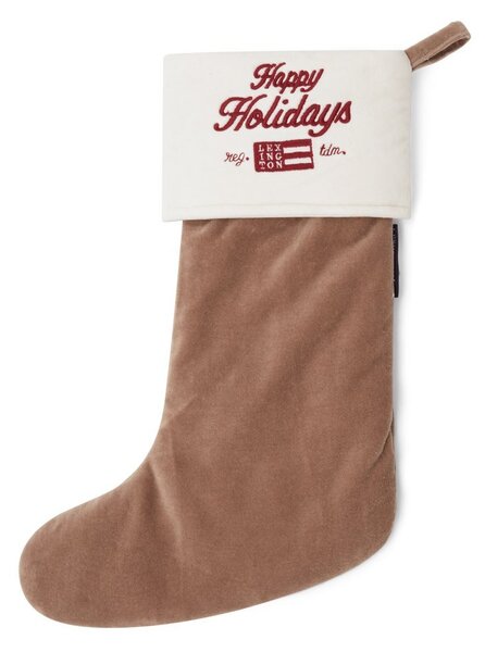 Lexington Happy Holidays Christmas Stocking Beige-white