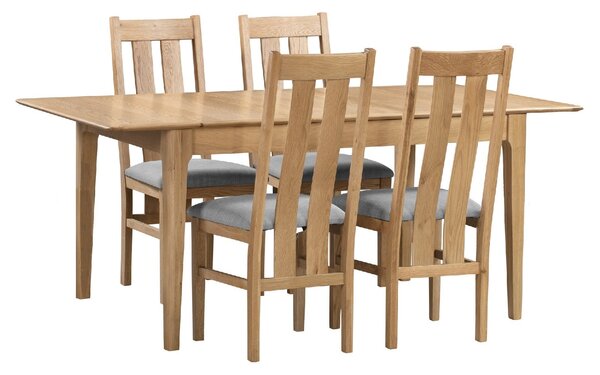 Cotswold Rectangular Extendable Dining Table with 4 Chairs, Solid Oak Oak