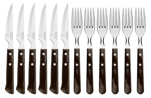 Tramontina Churrasco Steak Knives 12 pieces Brown-shiny