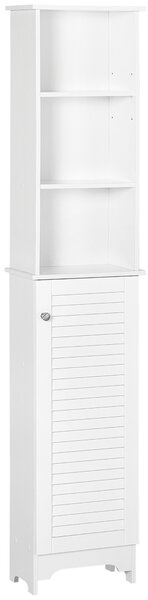 HOMCOM Freestanding Tallboy Bathroom Storage Cabinet w/ 6 Shelves Cupboard Tower Organisation Home Bathroom Furniture White Aosom UK