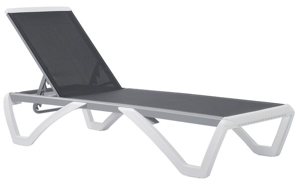 Outsunny Portable Outdoor Chaise Lounge, with Adjustable Back, Breathable Texteline, Light Grey