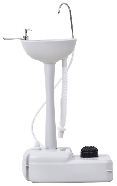 Outsunny Portable Outdoor Sink with Soap Dispenser, Towel Holder, HDPE Construction, White Aosom UK