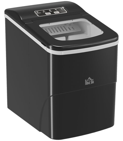 Ice Maker Countertop Portable Bullet Ice Cube Machine 12kg/24H Production Automatic Cleaning Visible Window Scoop and Basket Black by HOMCOM