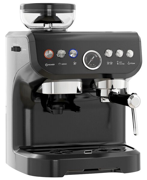 HOMCOM 15 Bar Coffee Machine, with Adjustable Grind, Steamer and Accessories