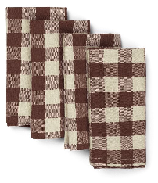 Ferm LIVING Bothy Check cotton napkin 40x40 cm 4-pack Cinnamon-grey green