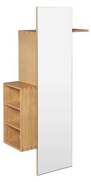 Ferm LIVING Bon hallway cabinet coat rack with mirror Oiled Oak