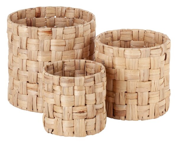 Dixie Lily cylinder panama storage baskets 3 pieces Natural