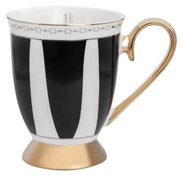 Hilke Collection Strisce Nero Mug 28 cl Black-white-gold