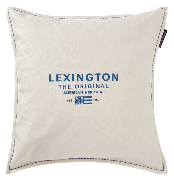 Lexington Logo Embroidered Linen/Cotton cushion cover 50x50 cm White