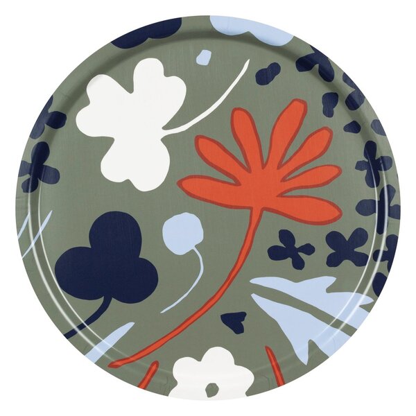 Marimekko Suvi tray Ø46 cm Grey green-dark blue