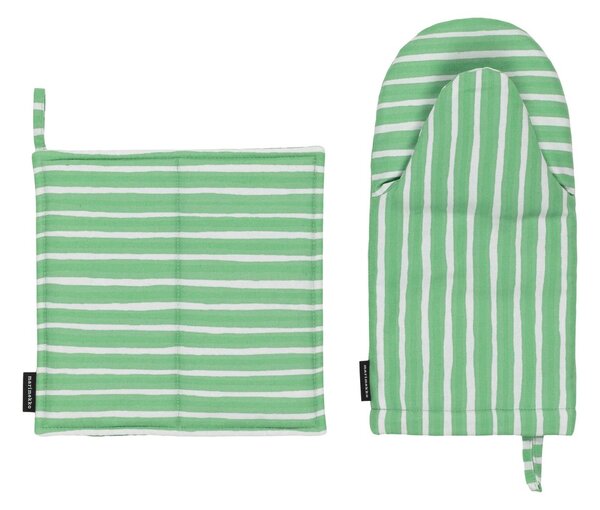 Marimekko Piccolo pot holder + oven mitt 2 pieces Light grey-spring green