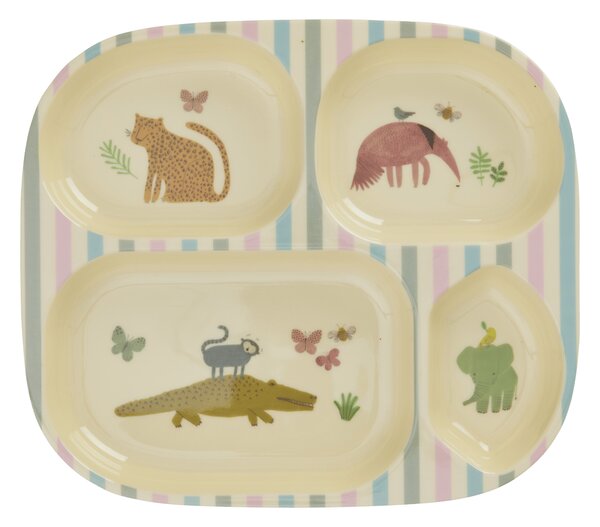 RICE Rice children's plate melamine 4 compartments Sweet Jungle Print