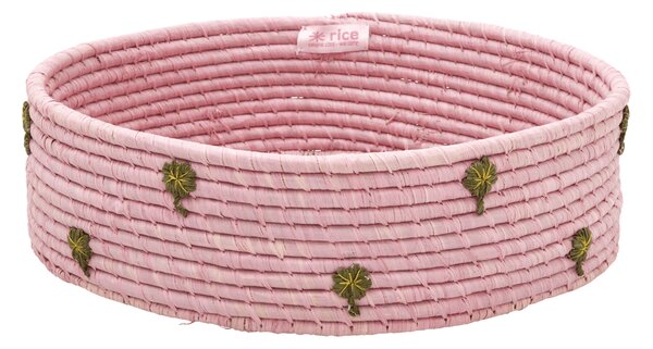 RICE Rice raffia storage basket low Ø35 cm Pink