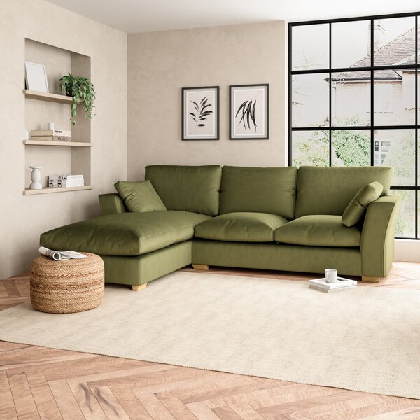 Blakeney Luxury Velvet Corner Chaise Sofa Luxury Velvet Olive