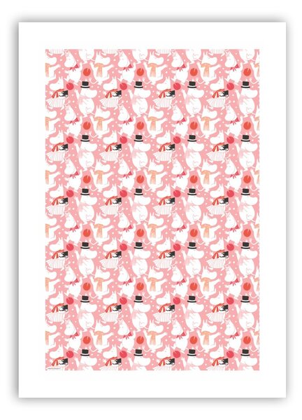 Opto Design Moomin celebration kitchen towel 70x50 cm White-pink