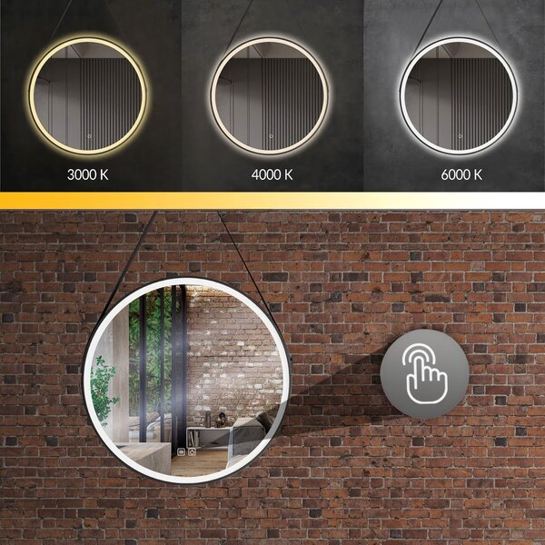 Round LED Mirror Hanging on Strap 70 cm 104