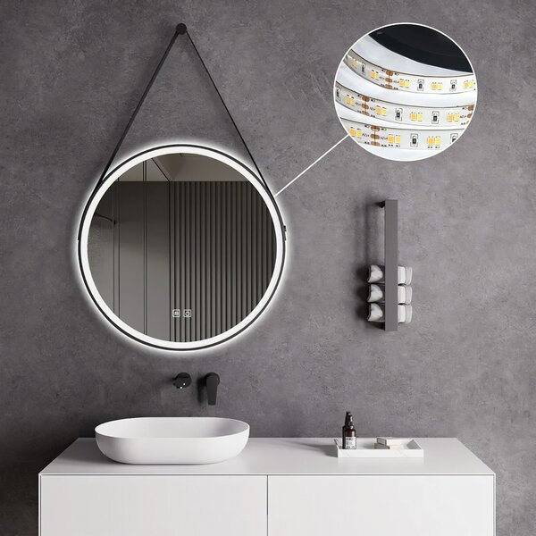 Round LED Mirror Hanging on Strap 70 cm 104