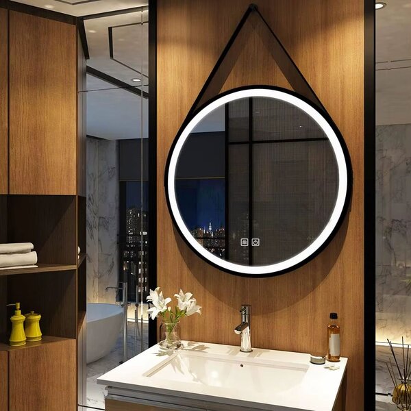 Round LED Mirror Hanging on Strap 70 cm 104