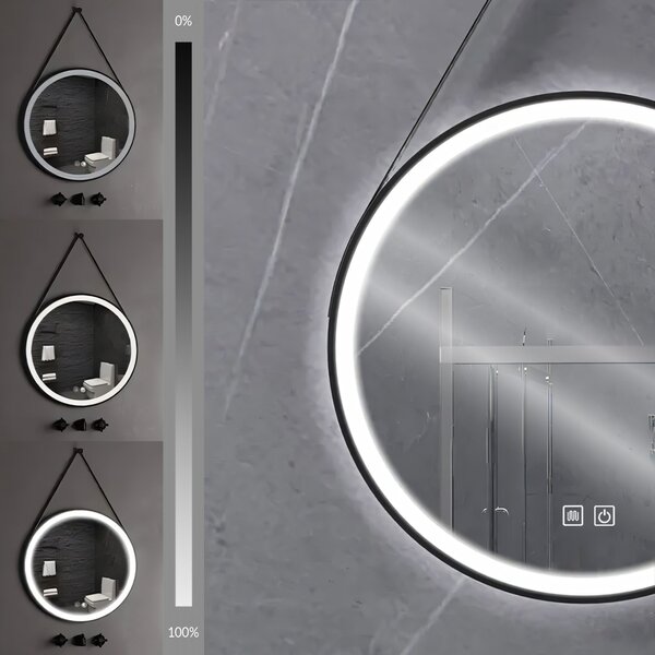 Round LED Mirror Hanging on Strap 70 cm 104