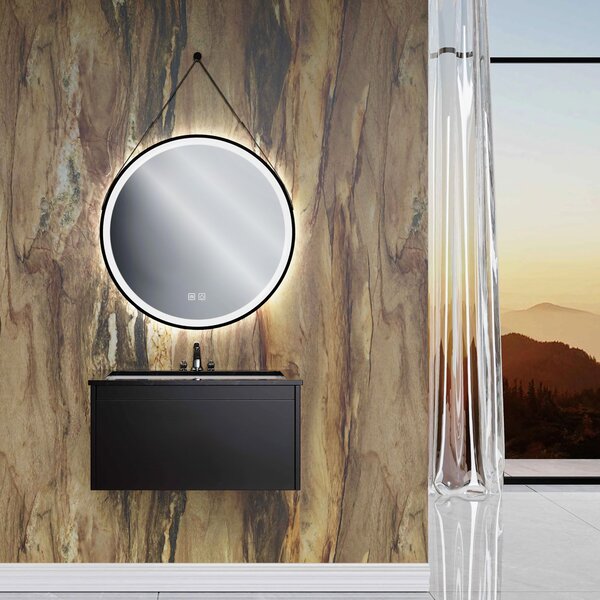 Round LED Mirror Hanging on Strap 70 cm 104