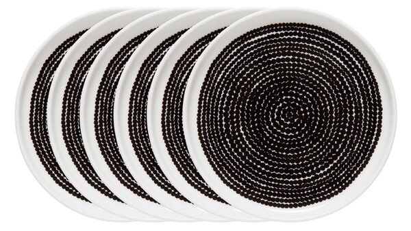 Marimekko Räsymatto plate Ø 25 cm - 6 pack small dots black white