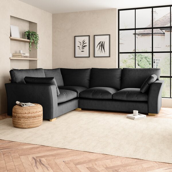 Blakeney Luxury Velvet Corner Sofa Luxury Velvet Black