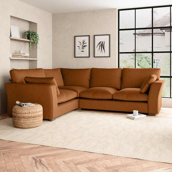 Blakeney Luxury Velvet Corner Sofa Luxury Velvet Orange Umber