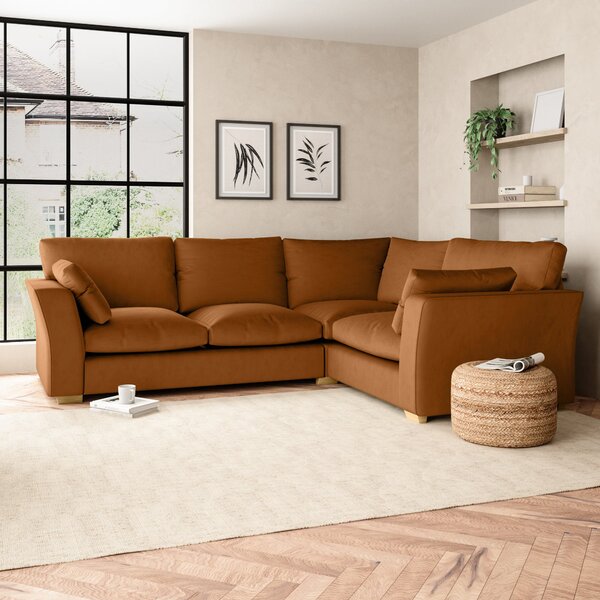 Blakeney Luxury Velvet Corner Sofa Luxury Velvet Orange Umber