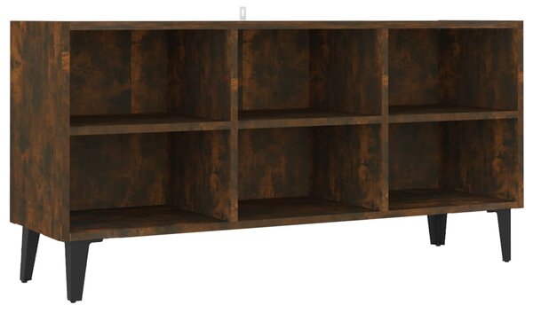 TV Cabinet with Metal Legs Smoked Oak 103.5x30x50 cm