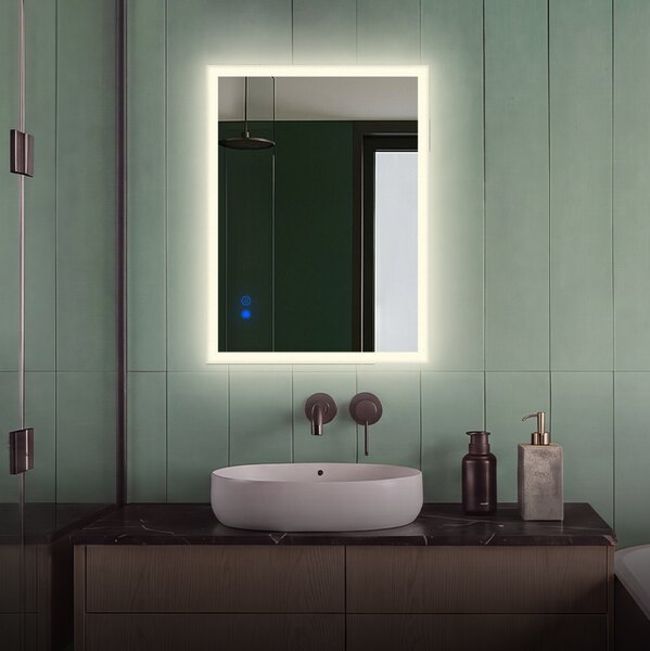 Rectangular LED Bathroom Mirror 80x60, 60x80 cm with Dual Color, Touch Switch and Heating Mat