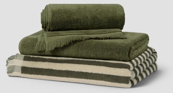 Olive Green Cotton Towel Duo | Hand Towel x Hand Towel | Piglet in Bed