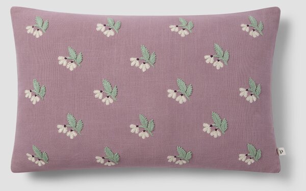 Elderberry Snowdrop Embroidered Filled Cushion | 35 x 55 cm | Piglet in Bed
