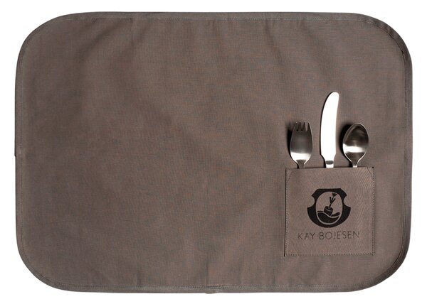 Kay Bojesen Grand Prix children's cutlery and placemat 4 pieces Matte steel