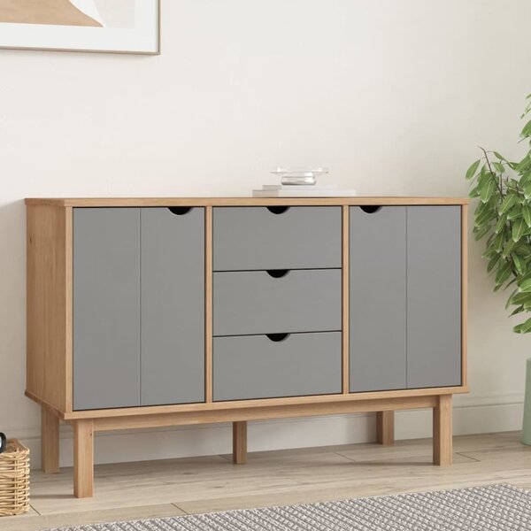Harrow Wooden Sideboard With 2 Doors 3 Drawers In Grey Brown