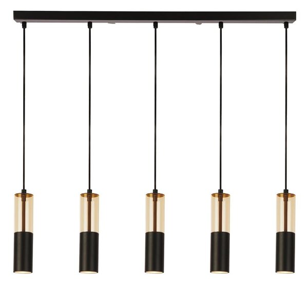 Merrygold 5 Light Amber Acrylic Bar Pendant Light In Black
