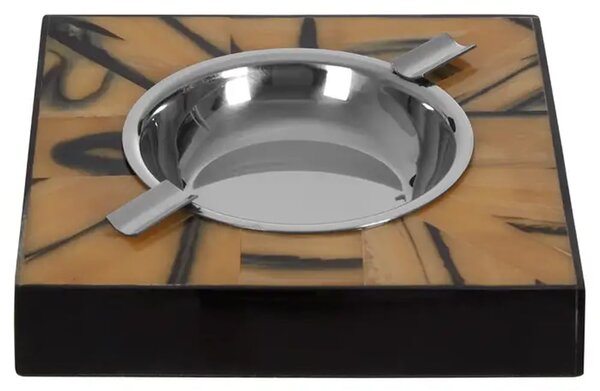 Riva Wooden Steel Ashtray In Brown