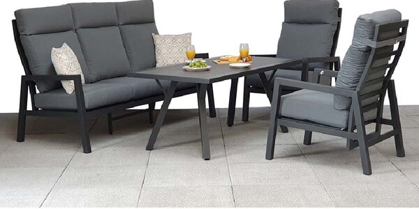 Knoxville Garden Sofa Dining Set With Aluminium Frame In Grey