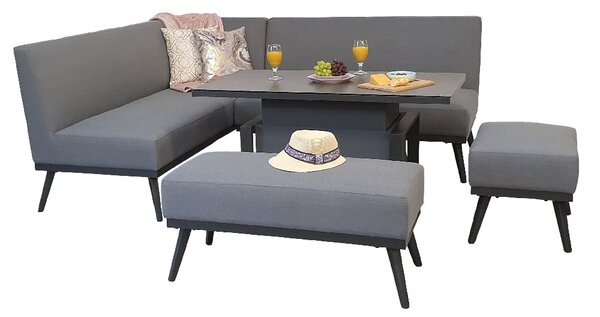 Knoxville Garden Sofa Dining Set With Gas Lift Table In Grey