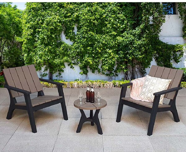 Paramus Plastic Garden Lounge Set In Black And Grey