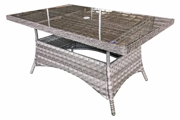 Vernal Glass Top Garden Rectangular Dining Table In Grey