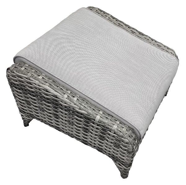 Savvy Rattan Outdoor Ottoman With Cushion In Grey