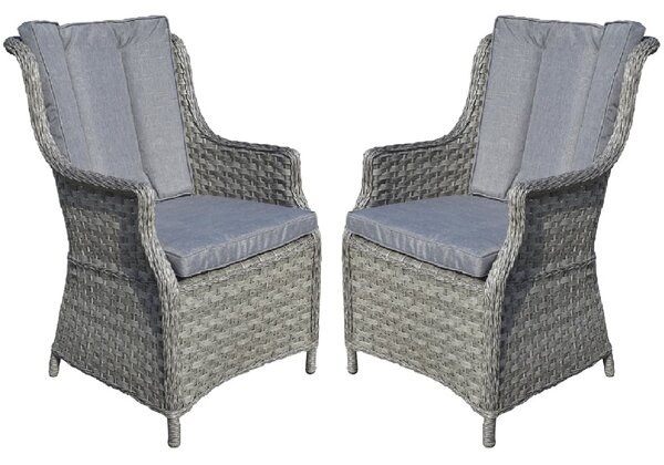 Vernal Grey Rattan Garden Dining Chairs With Cushion In Pair
