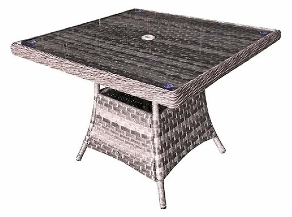 Vernal Glass Top Garden Square Dining Table In Grey