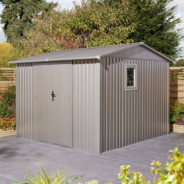 Bismarck 10x10 Galvanized Steel Garden Shed In Grey
